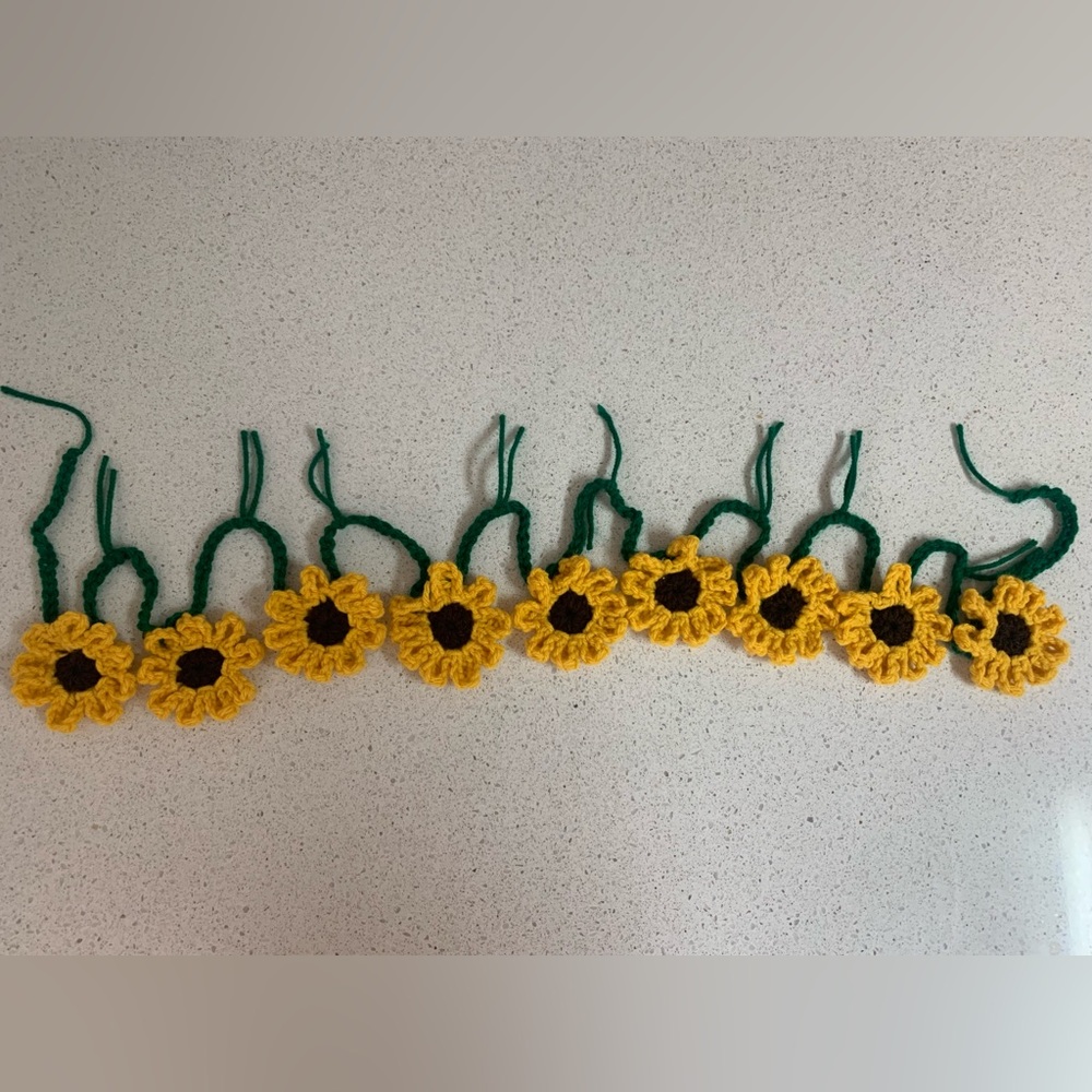 Sunflower Garland New About 60” Long Handmade Crochet